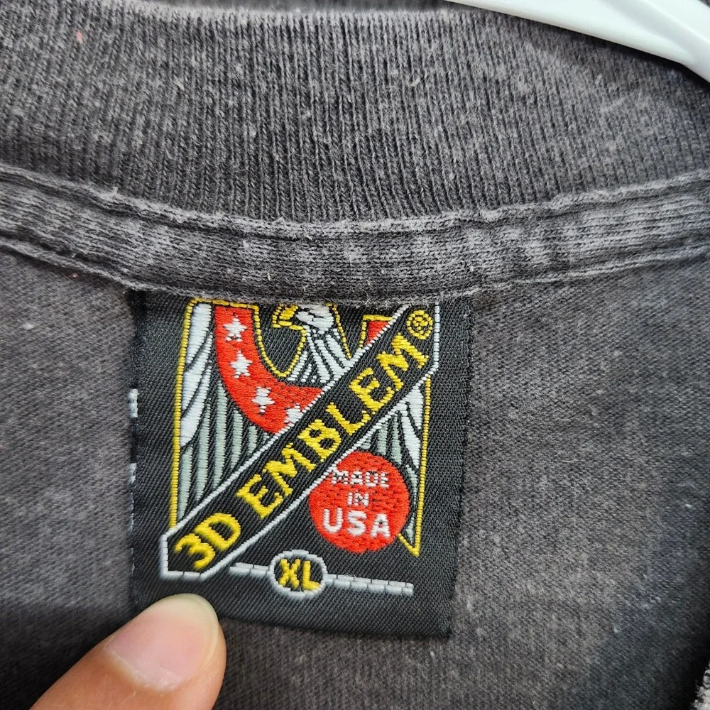 Vintage 3D Emblem Shirt Mens XL Gray Old Bikes Good Whiskey Biker Tee Made USA - Picture 2 of 6